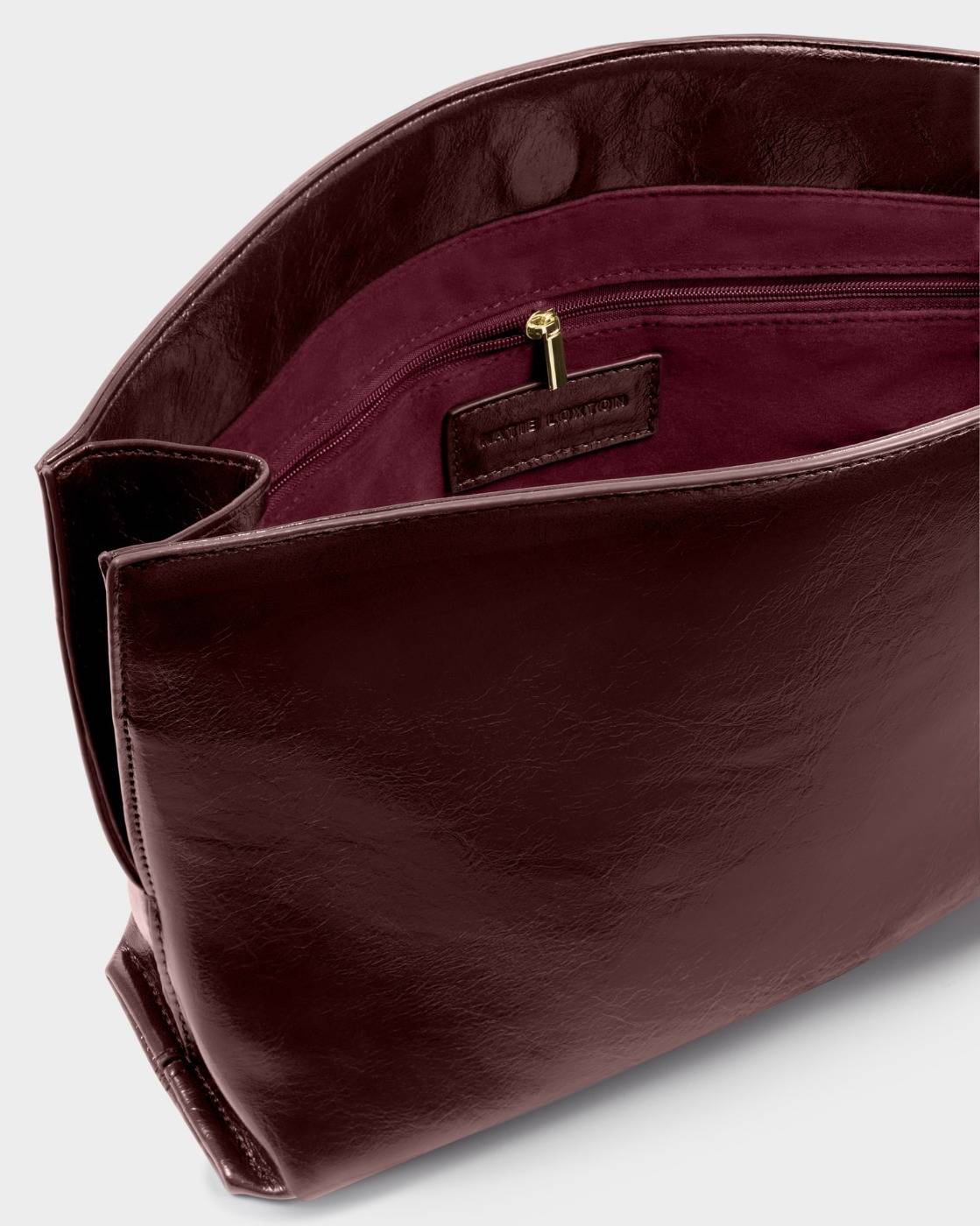 Freya Patent Crackle Clutch in cherry
