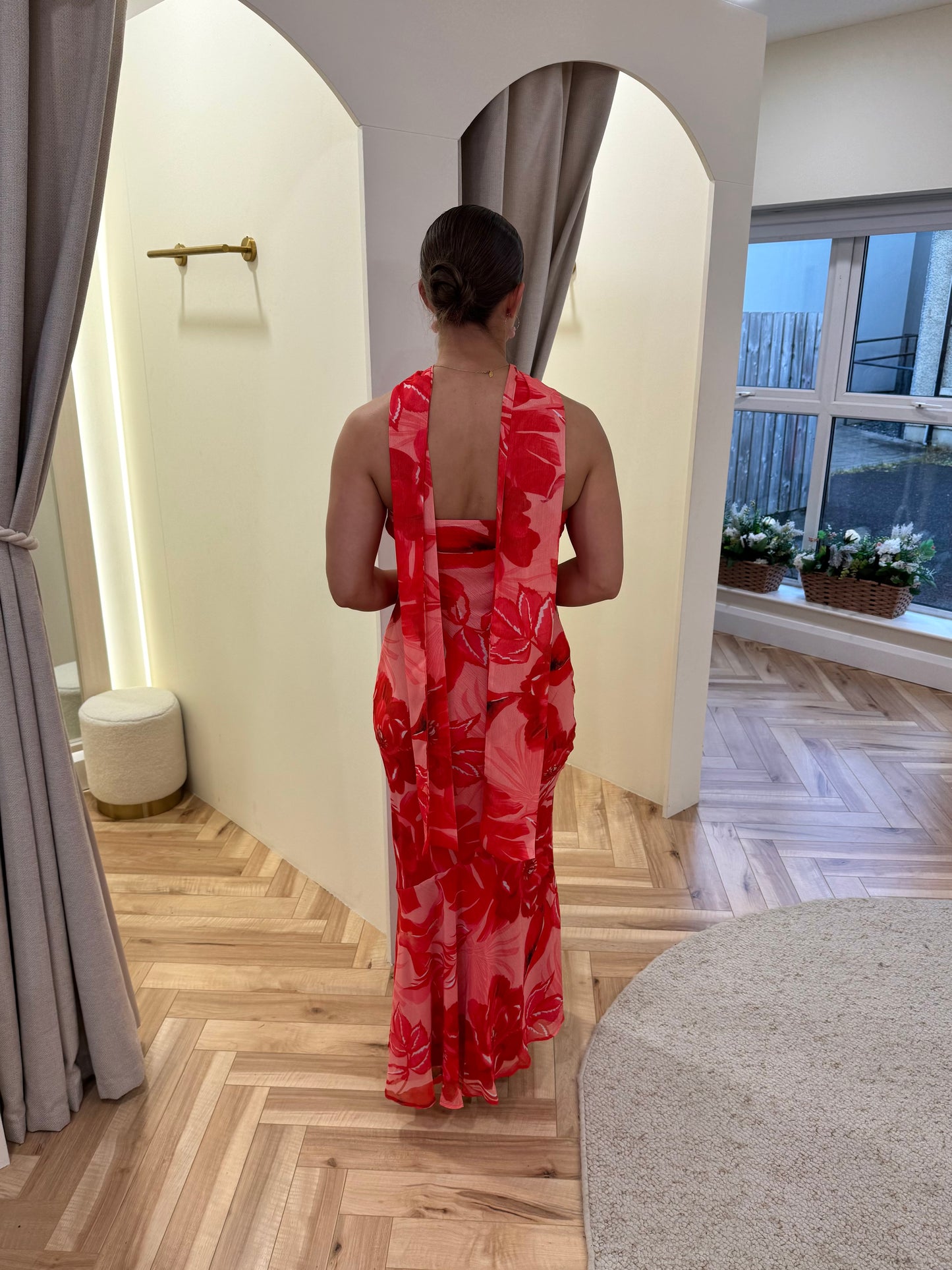 Annalise Dress in Red & Pink
