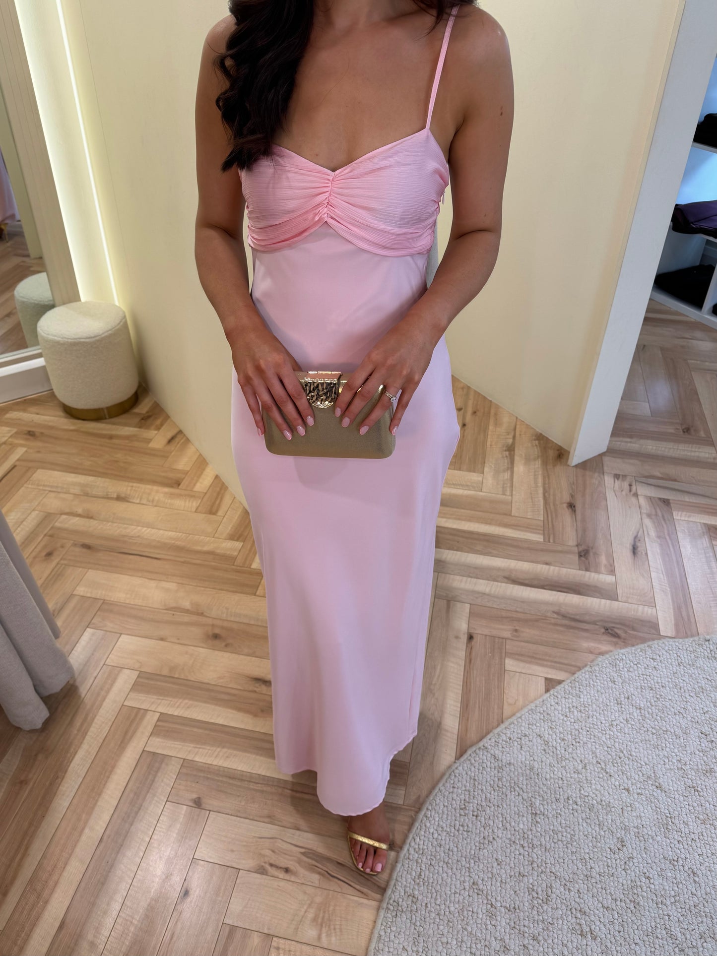 Joely Contrast Maxi Dress in Peony Pink