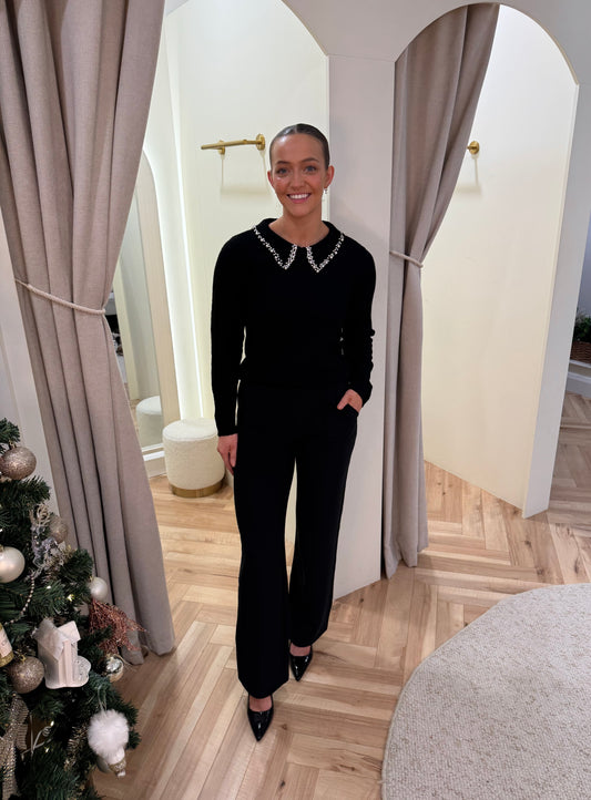 Pearl Collar Knit Pullover