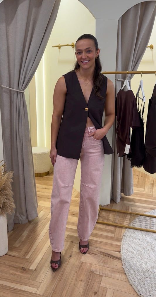Pink barrel jeans