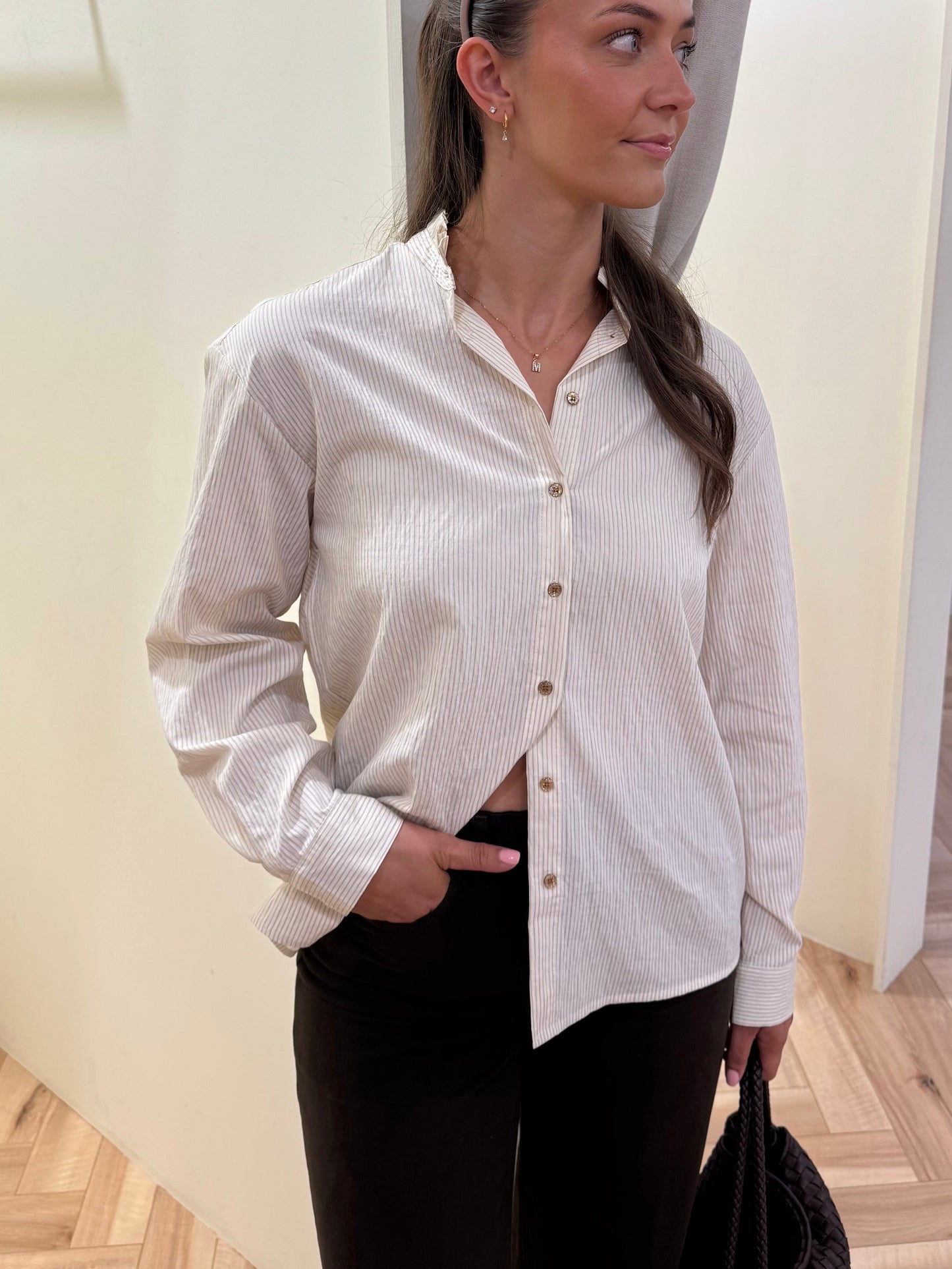 Ihluanna Shirt in Birch/Toasted Coconut Stripe