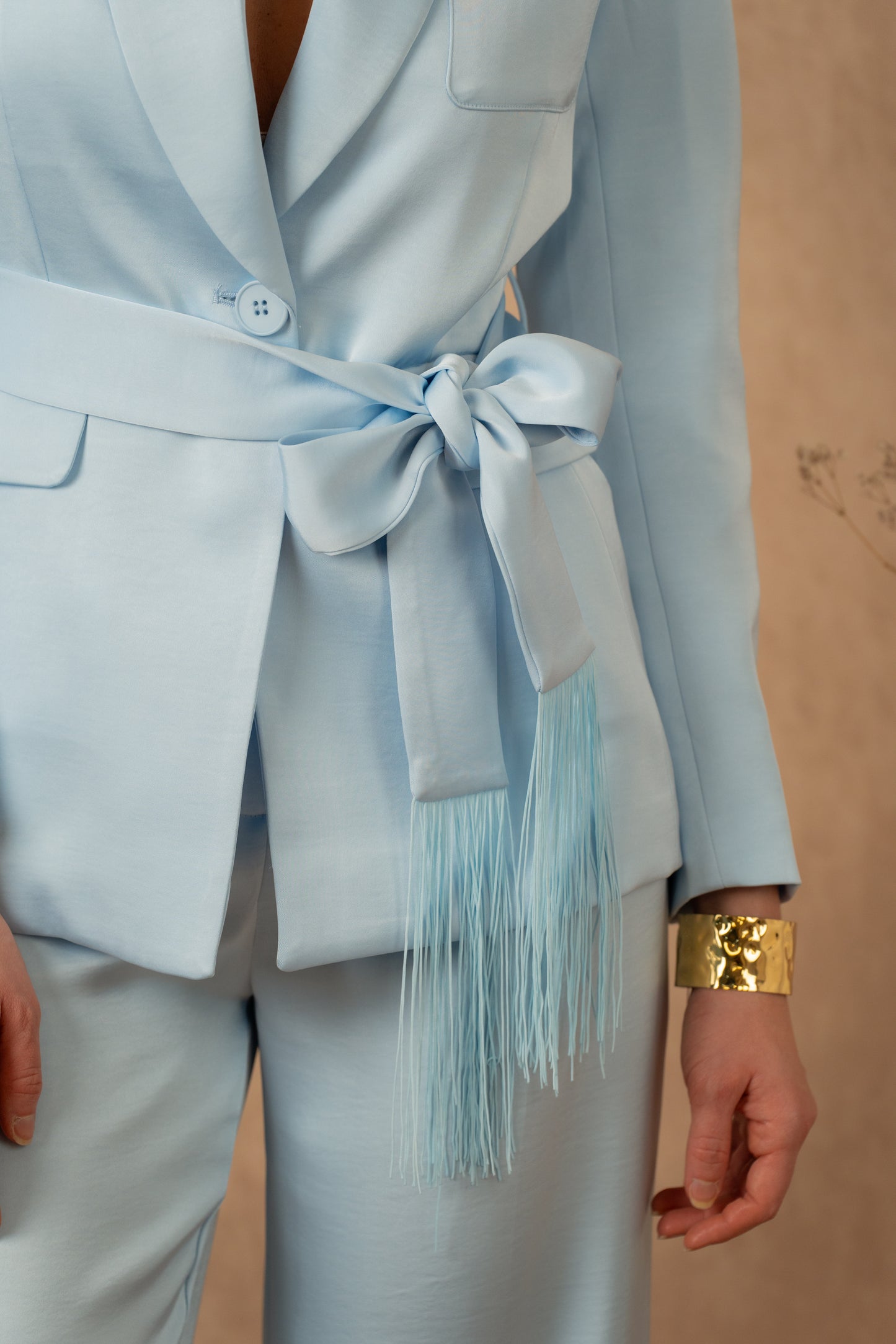 Sienna Blazer in Light Blue Satin