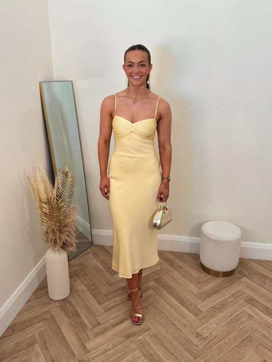 Joely yellow Contrast Midaxi Dress