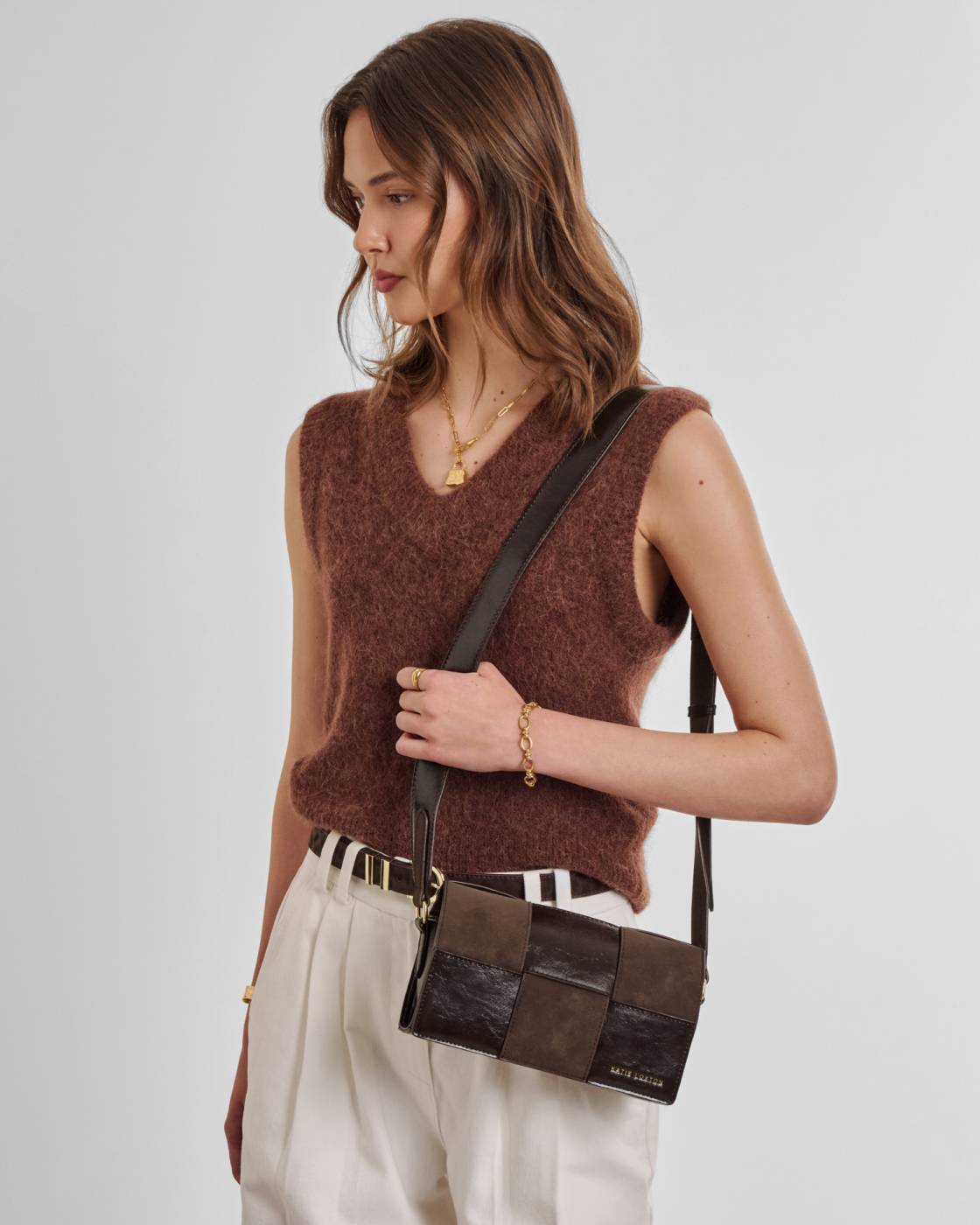 Taya Suedette Crossbody Bag in chocolate