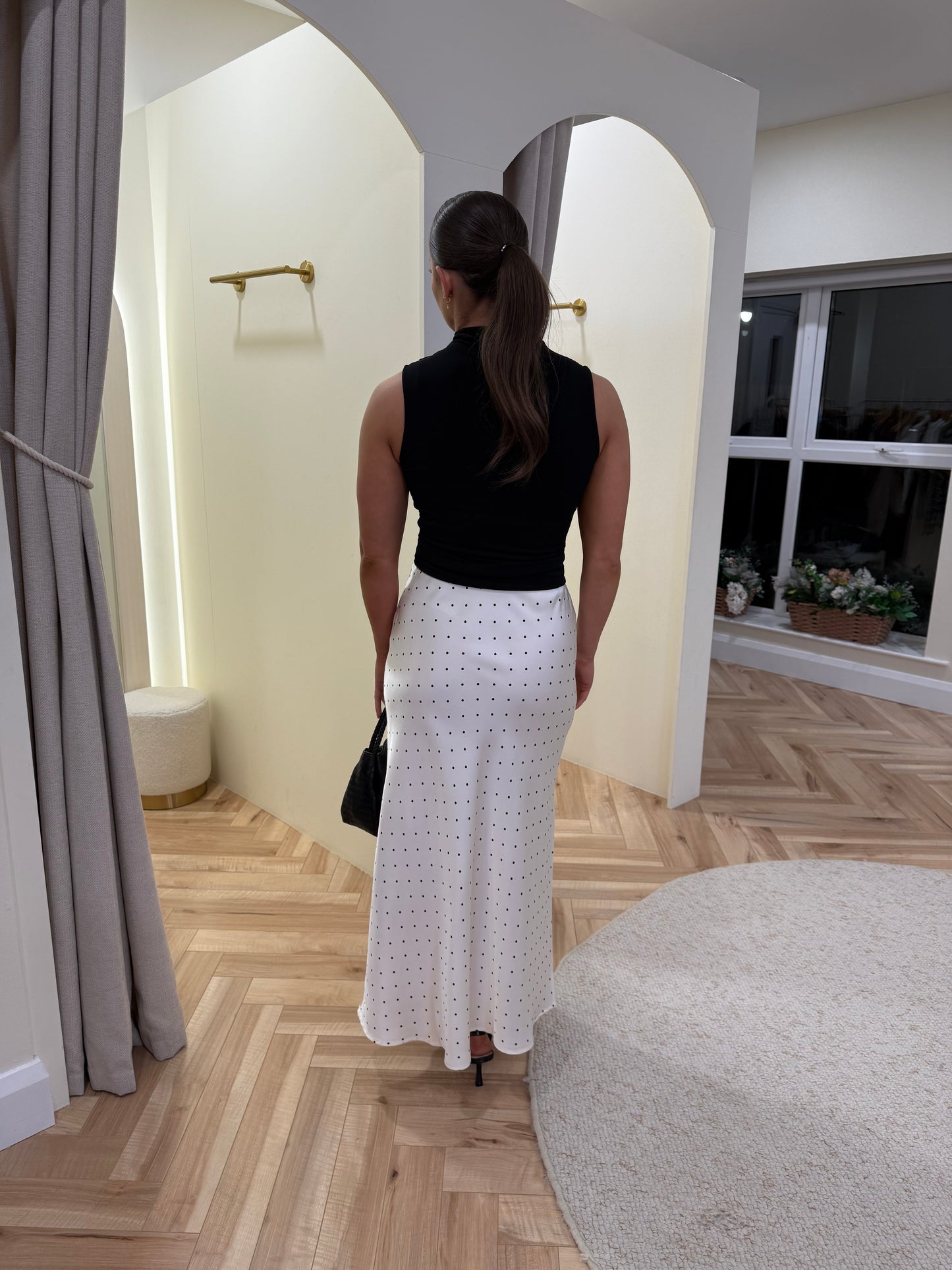 Vifadia polkadot midi skirt