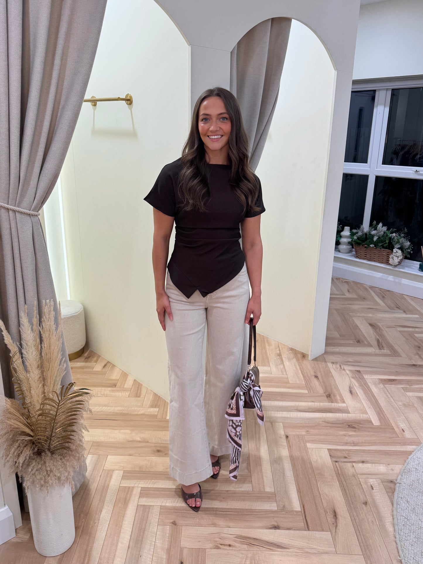 Kelly Ruched Top in Chocolate Brown