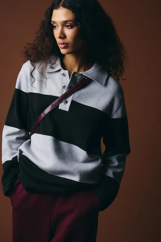 Ihaenola Pullover in Grey Melange with Roisin Stripe