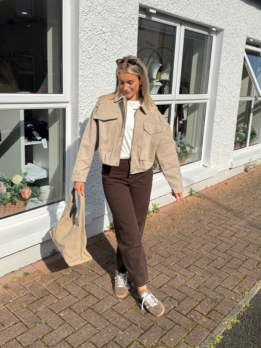 Meg Utility Jacket in Taupe