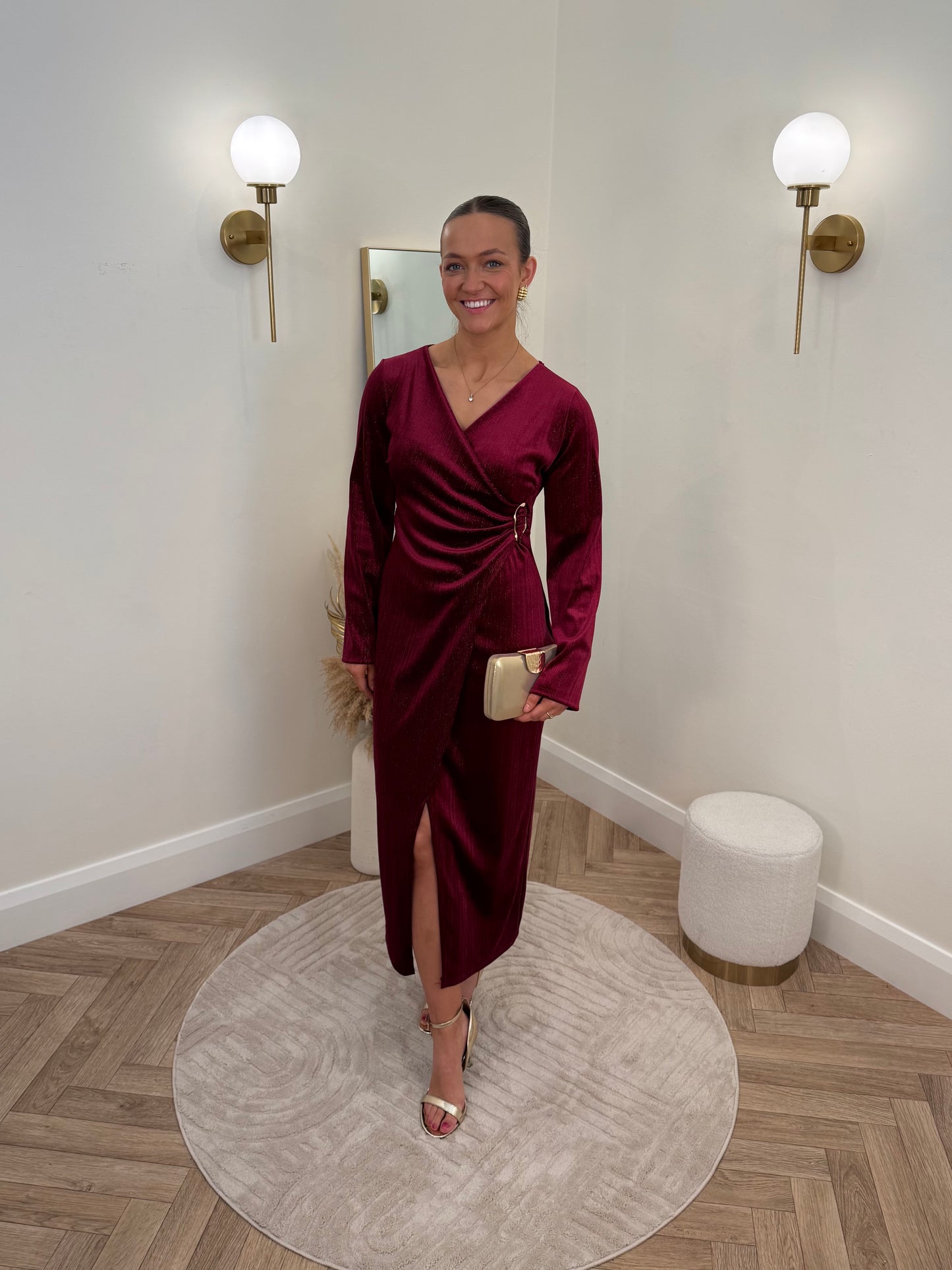 Demi Dress in Burgundy Red