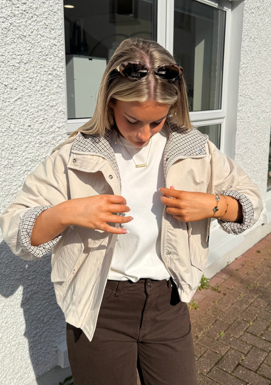 Colby Hooded Jacket in Beige