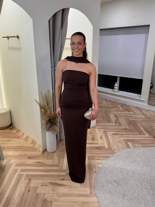 Adele Maxi Dress in Brown