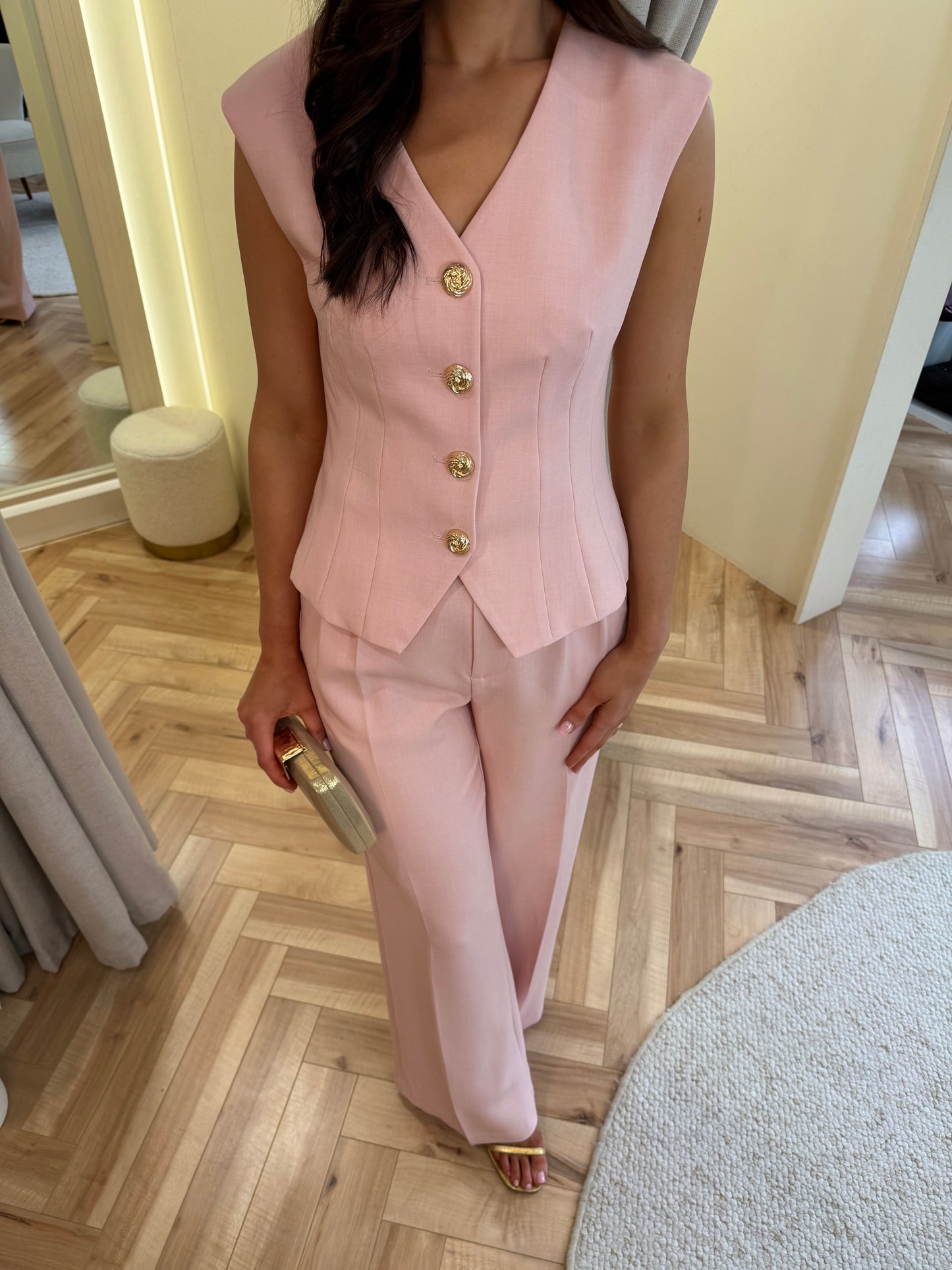 Ellie Tailored Waistcoat in Pink