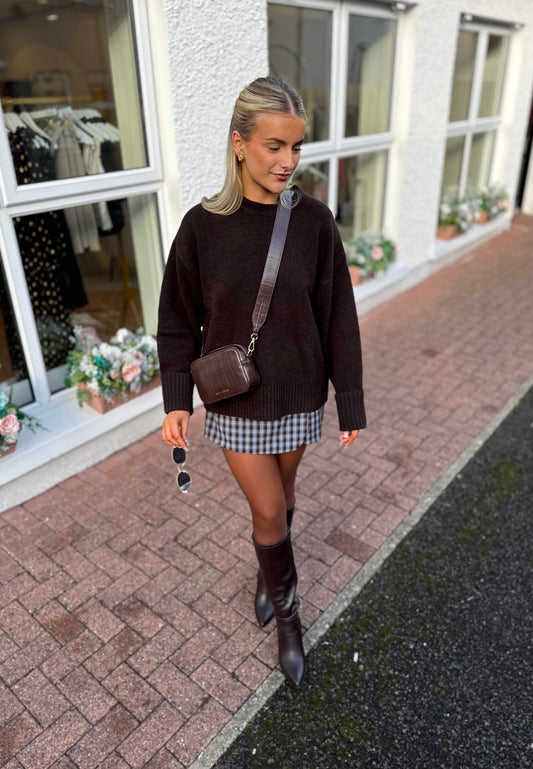 Camille Oversized Borg Jumper in Brown