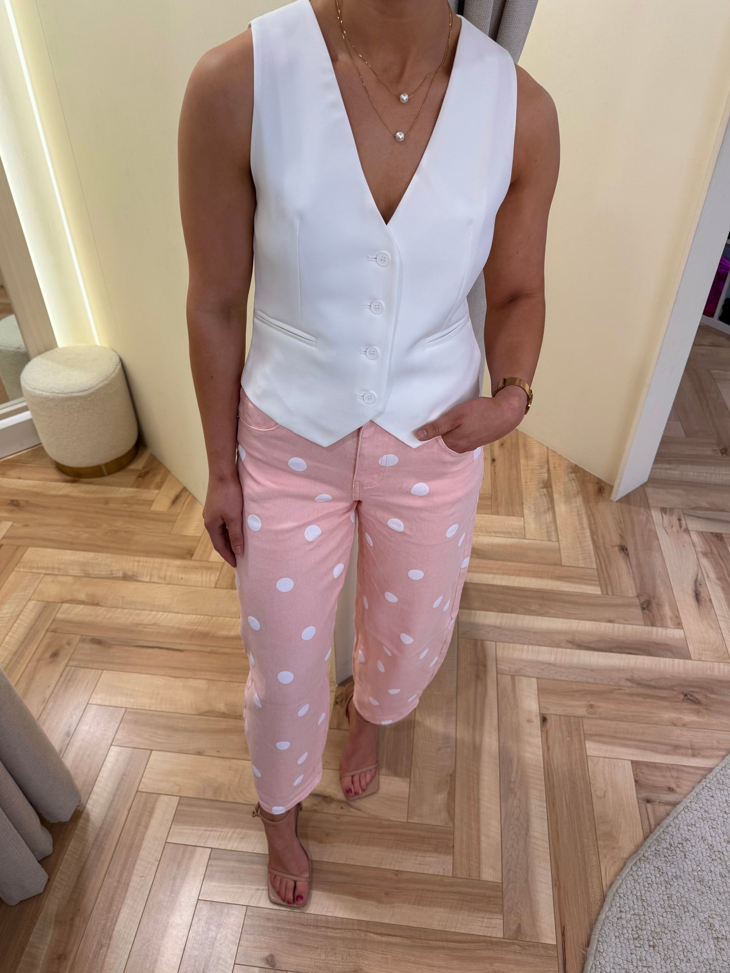 Pink polkadot balloon jeans