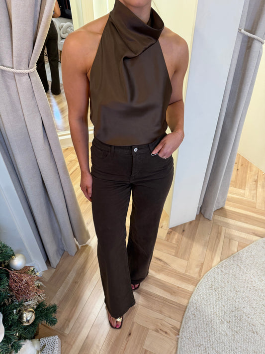 Gabriel wide leg jeans in chocolate brown