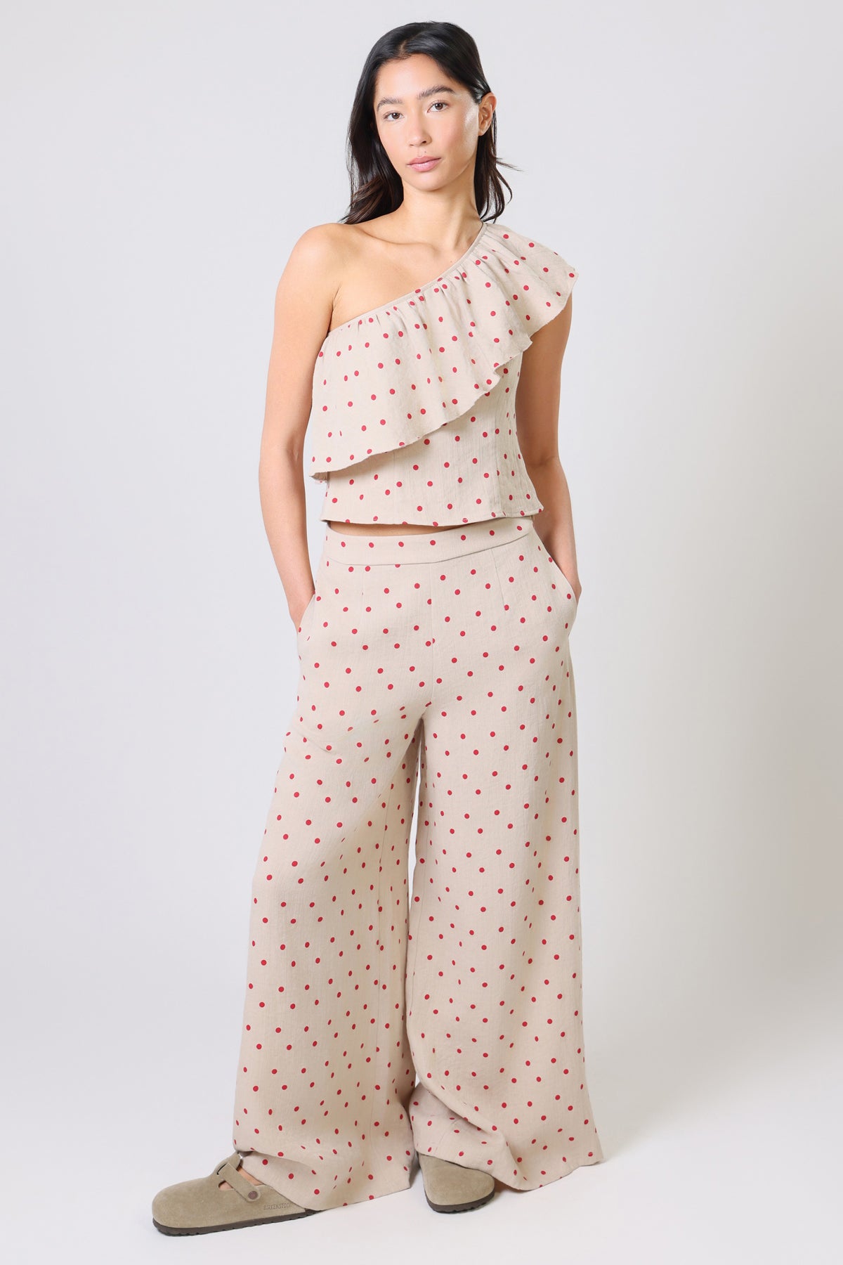 Traffic People Bella Top in red polka Dot