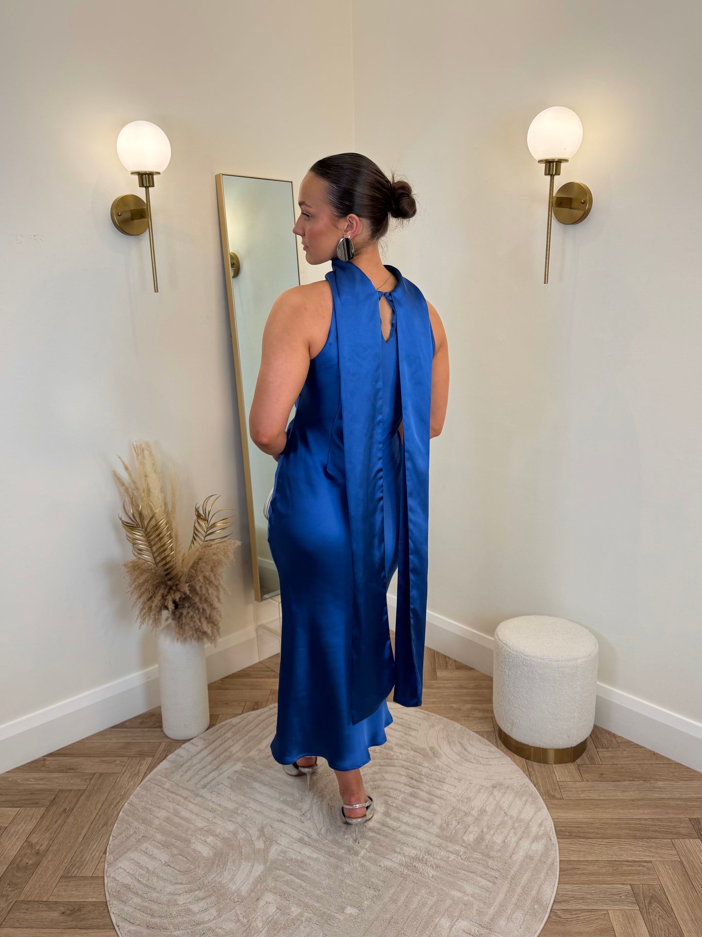 Lethe scarf maxi dress in cobalt blue