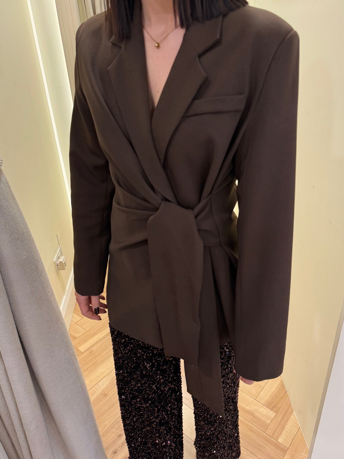 Cassie Chocolate Front Tie Blazer