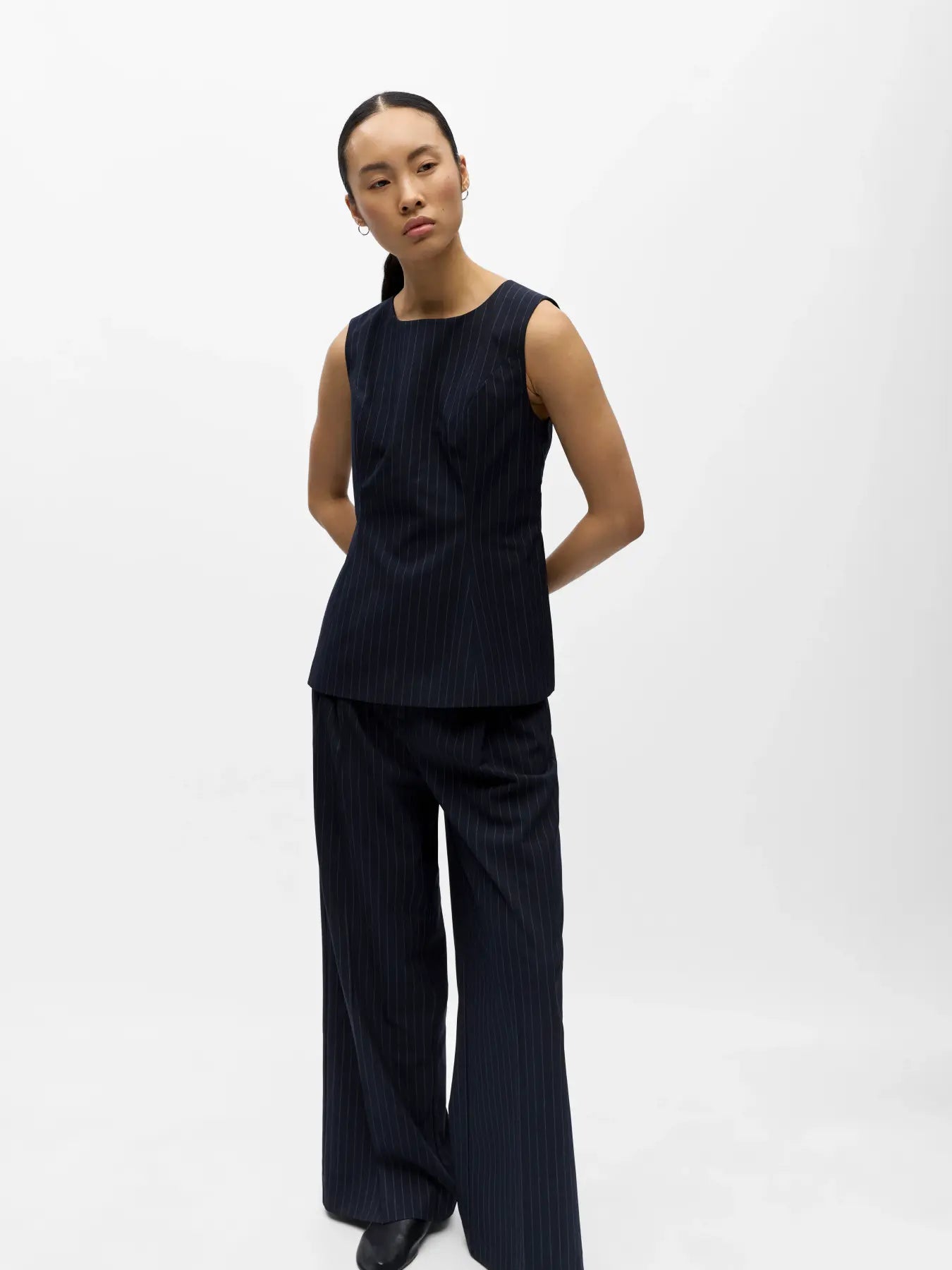 Kasja navy pinstripe trousers