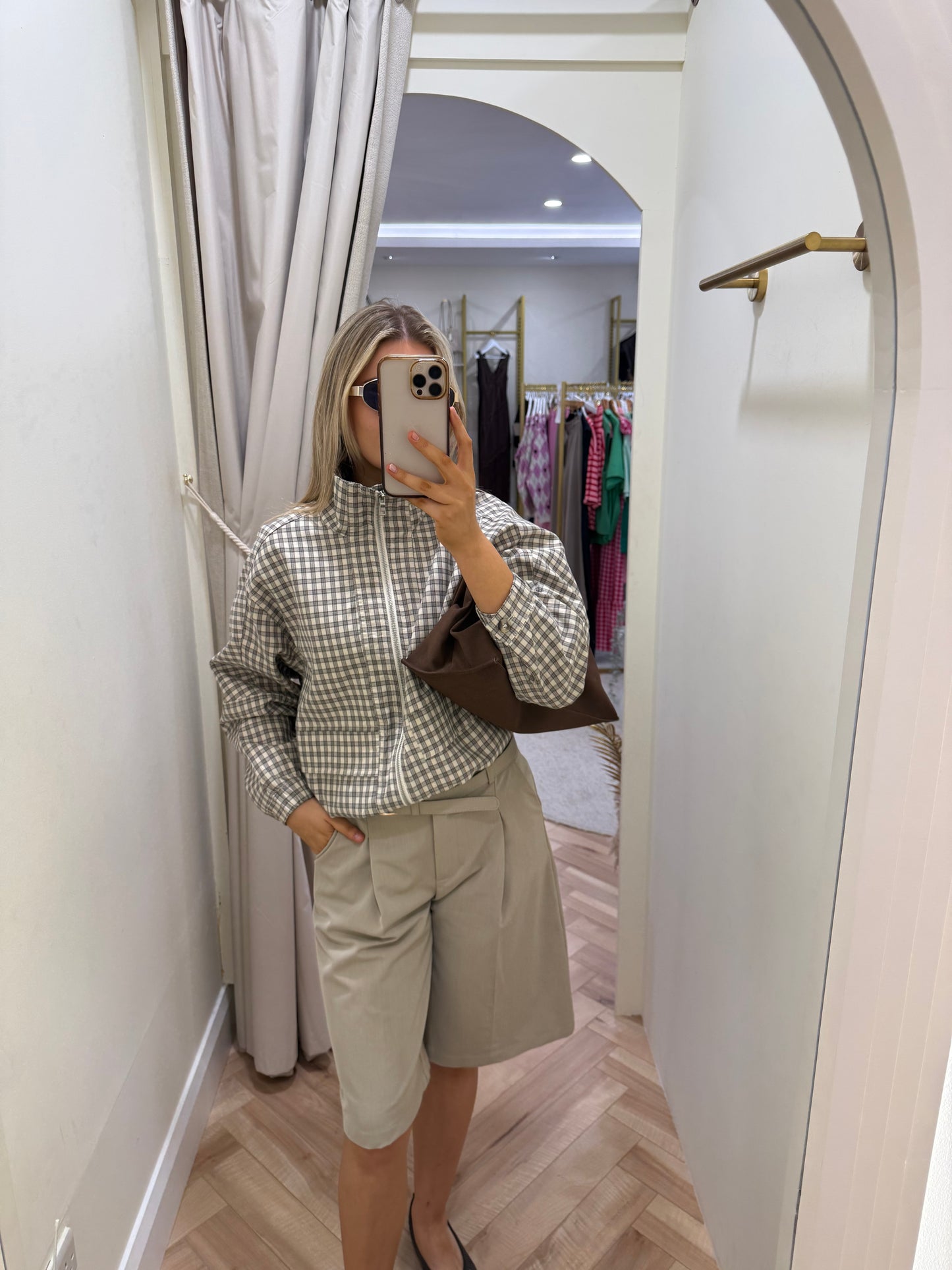 Darcy Checked Jacket in Cream