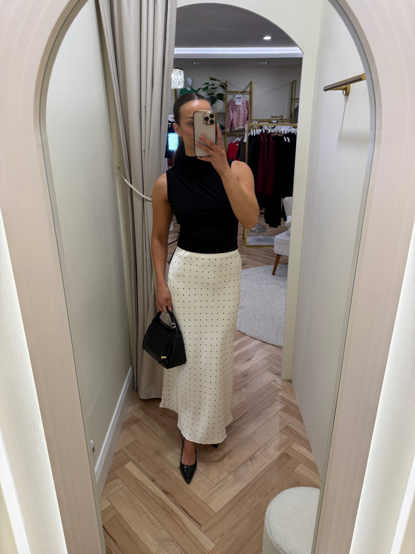 Vifadia polkadot midi skirt