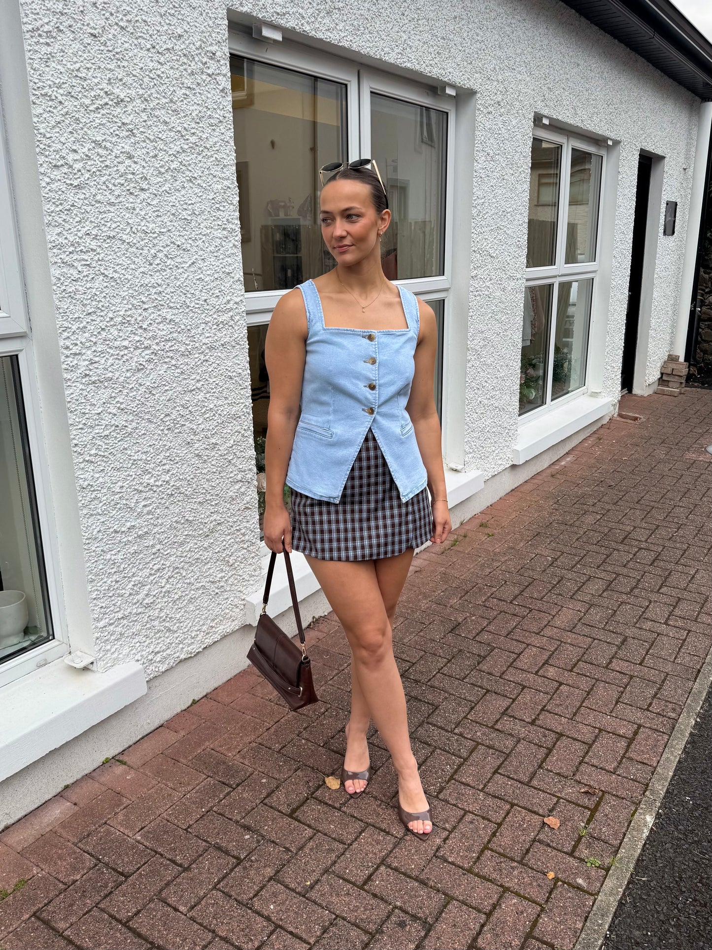 Jenni Skort in Blue & brown check