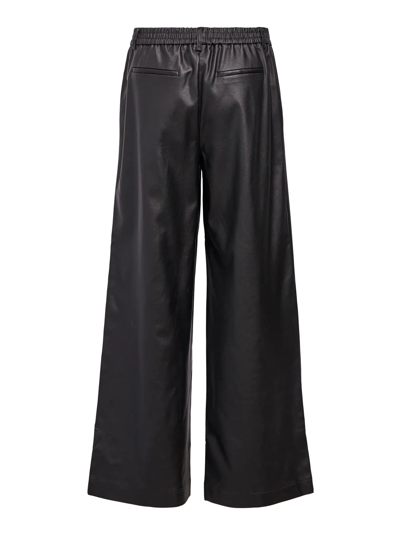 Melba Lisa Wide Coated Trousers in Black