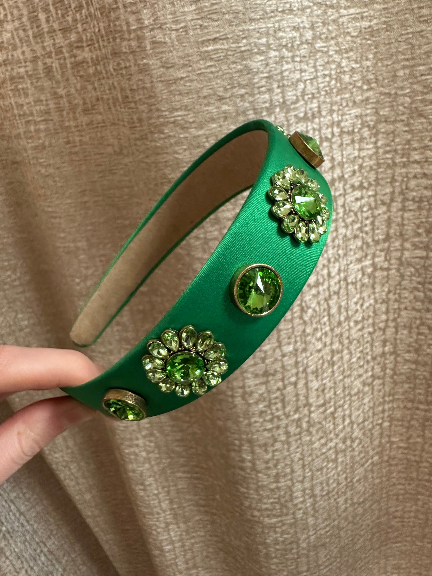 Green satin jewel Hairband