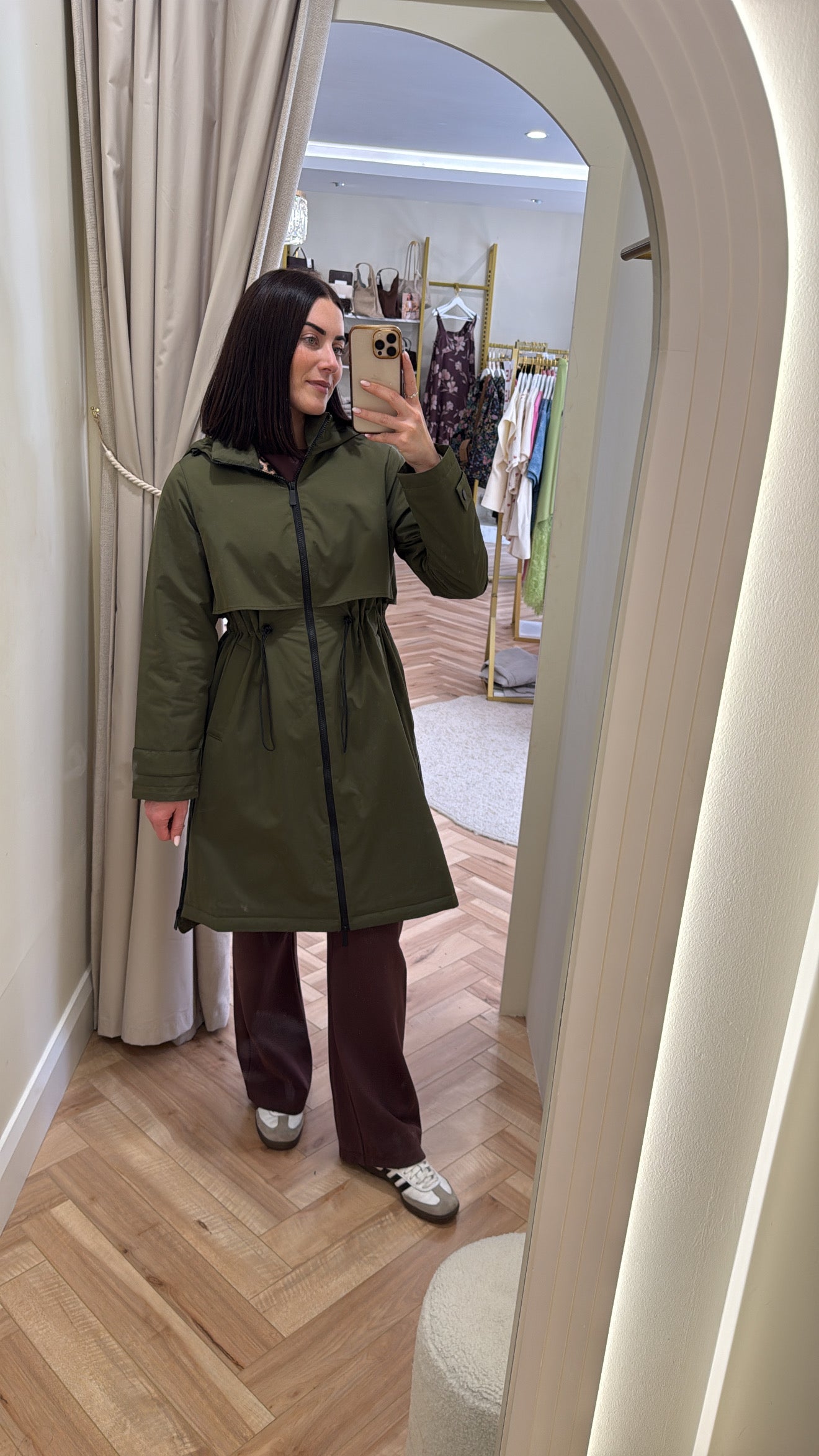 Khaki Hooded Trench Coat