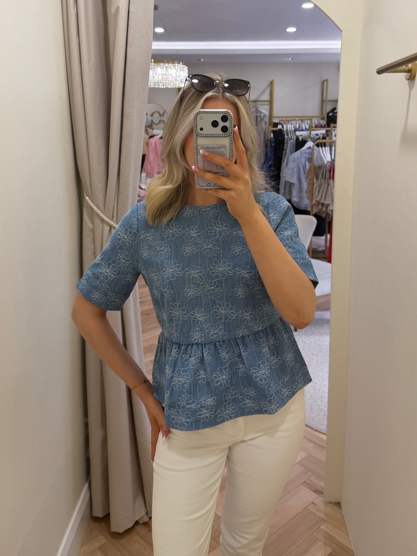 Ihodette Top in Light Blue Denim