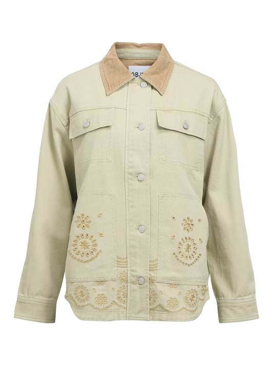 Objjessy denim jacket in tea green