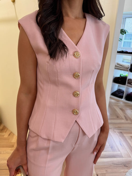Ellie Tailored Waistcoat in Pink