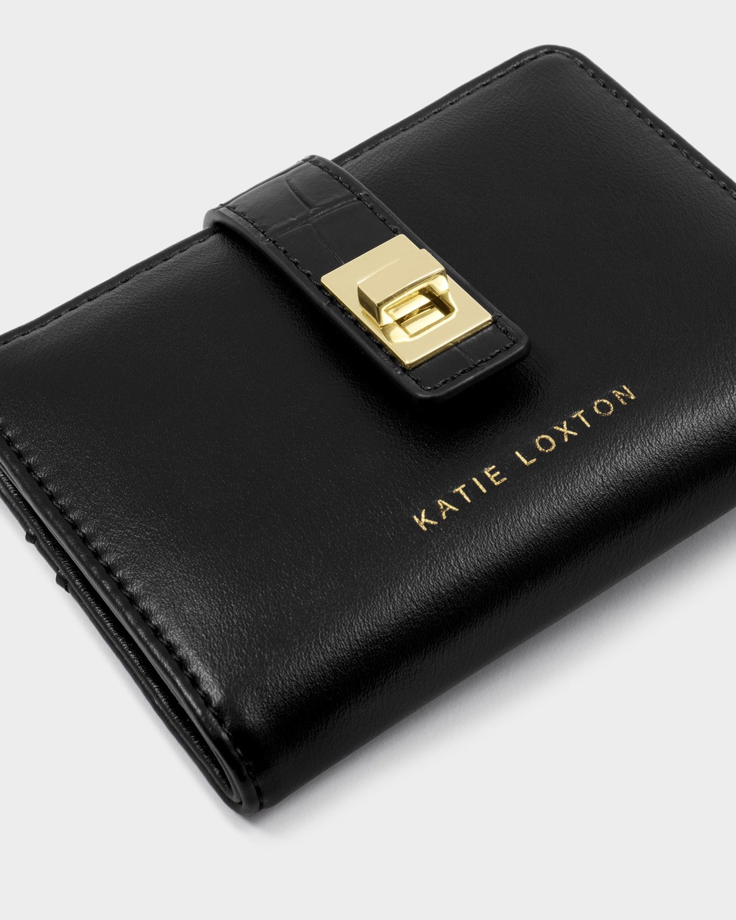 Orin Twist Lock Purse in black croc