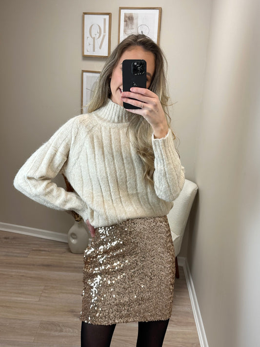 Gold Sequin Mini Skirt