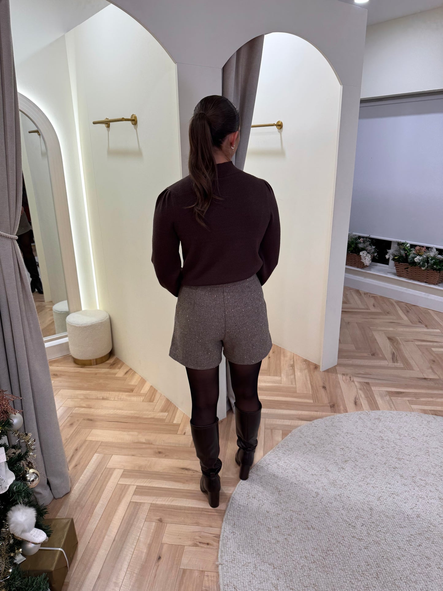 Katy Tweed Skort in Brown