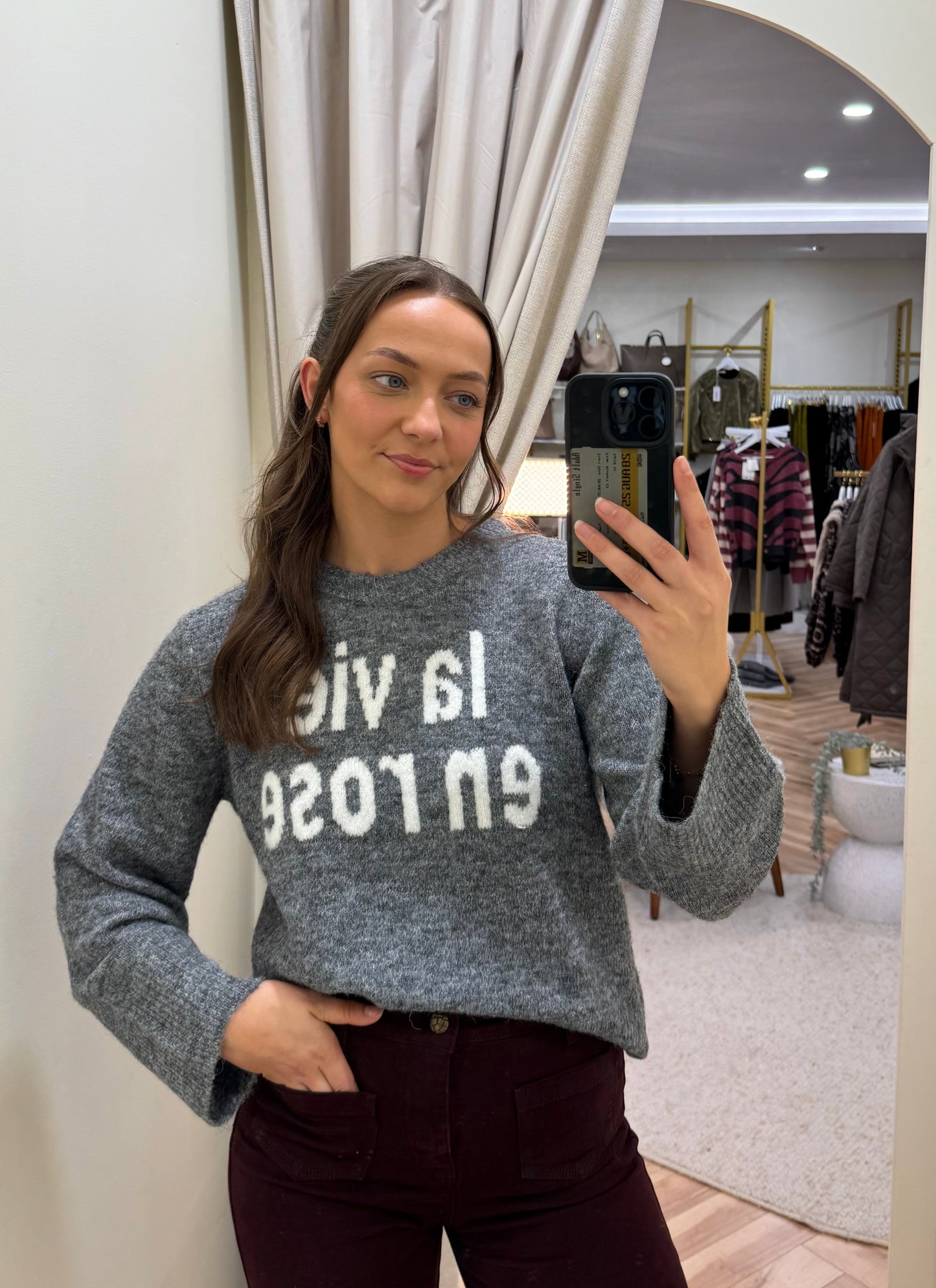 Vimelie Knit Jumper in Grey Melange