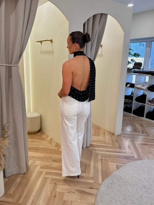 Polkadot backless top