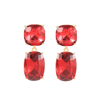 Garnet Ruby Crystal Earrings