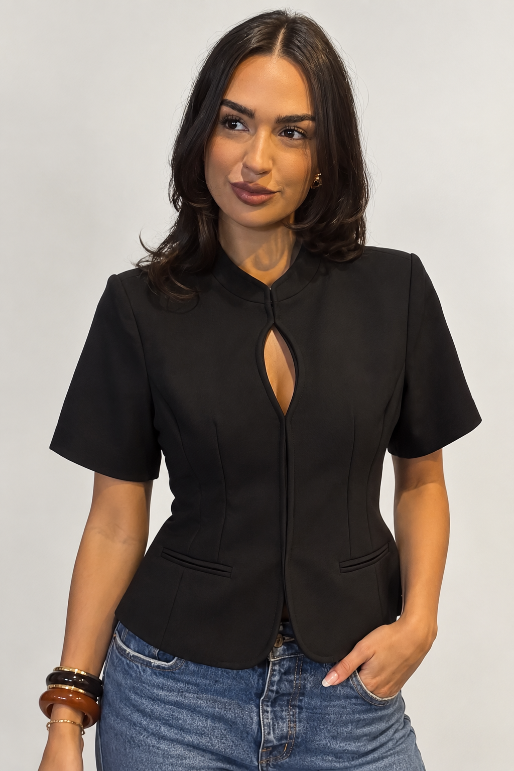 Bella Blazer Top in Black