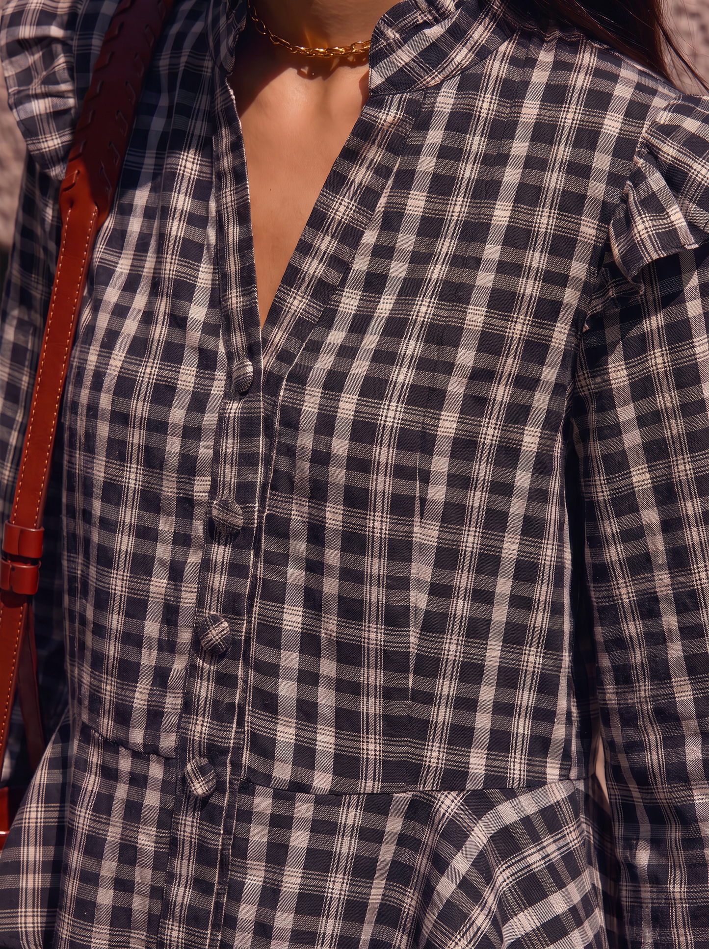 Maya Check Shirt in Navy
