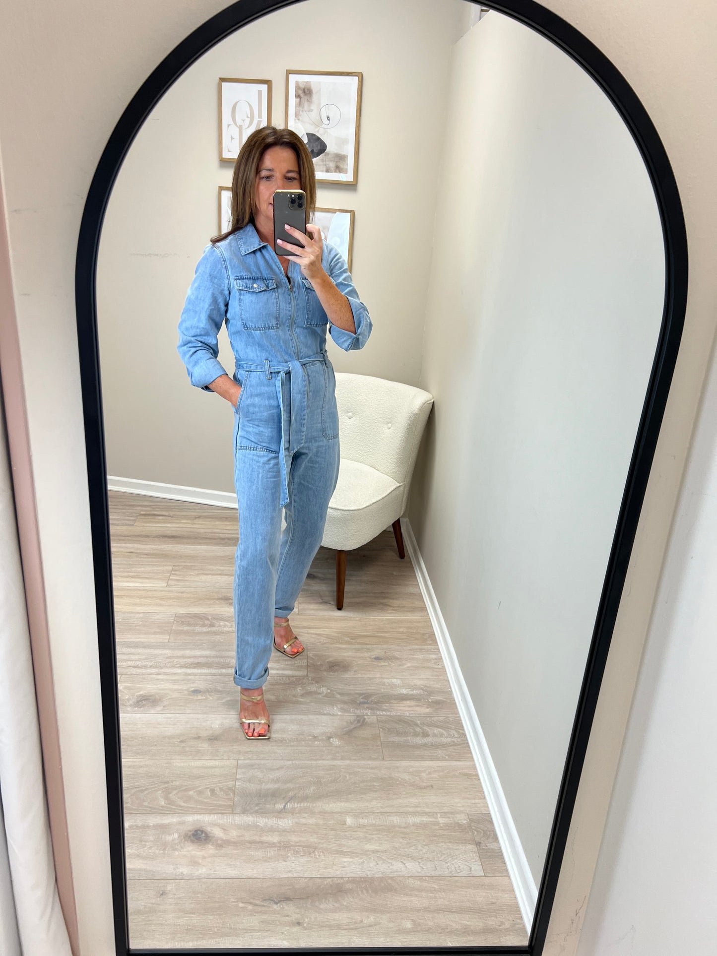 Louisa Denim Jumpsuit in Light Blue Denim