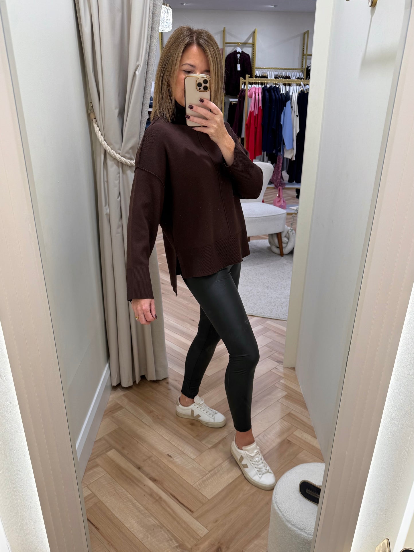 Viostria roll neck jumper in brown