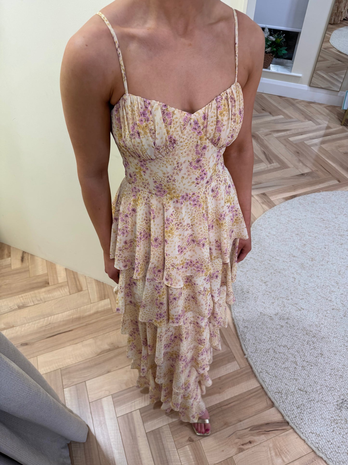Madison Ruffle Maxi Dress in Ditsy Floral