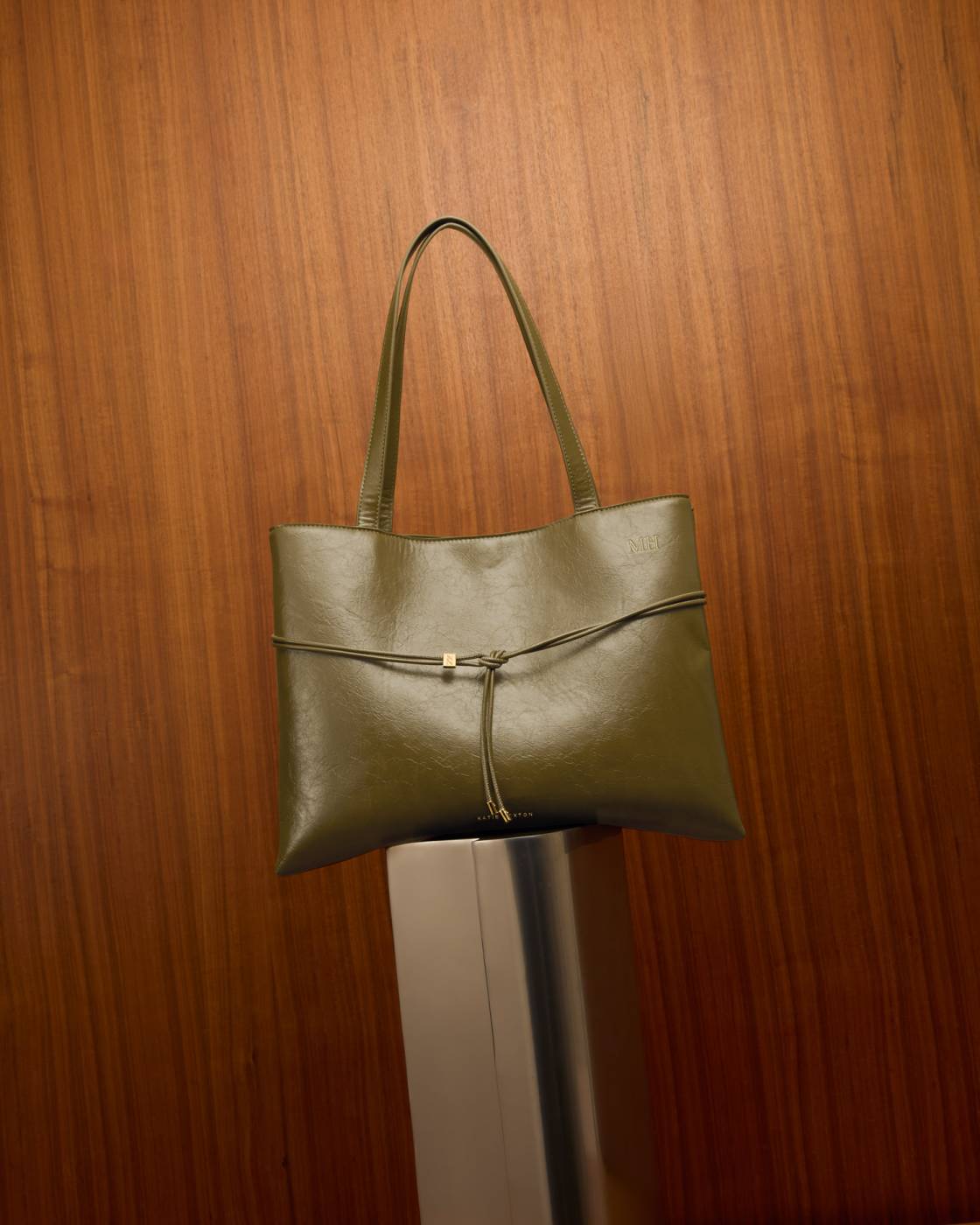 Lori Patent Crackle Tote Bag in olive