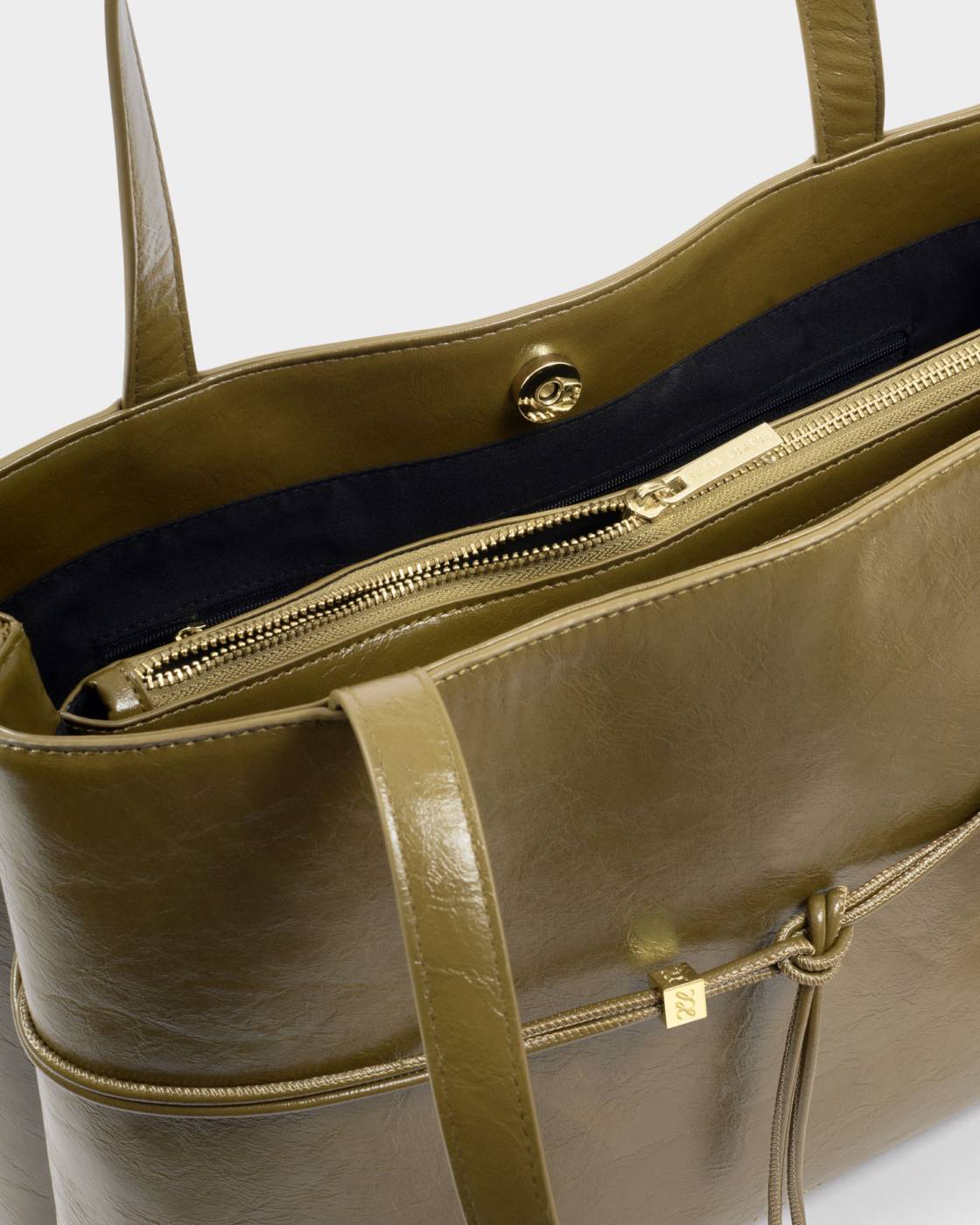 Lori Patent Crackle Tote Bag in olive