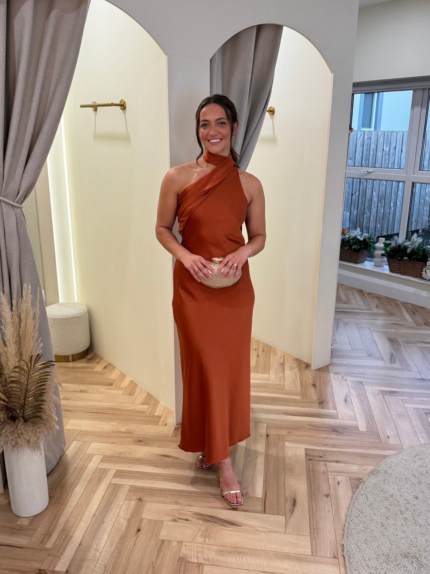 Aideen Maxi Dress in Rust