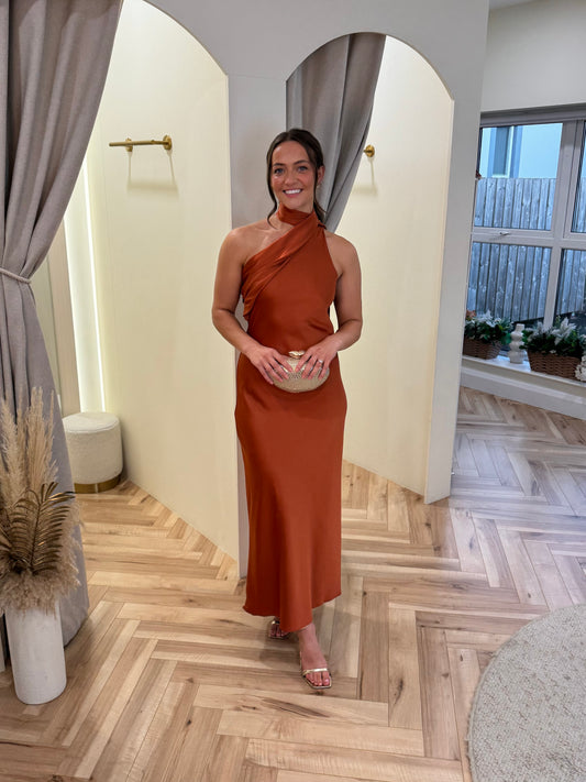 Aideen Maxi Dress in Rust