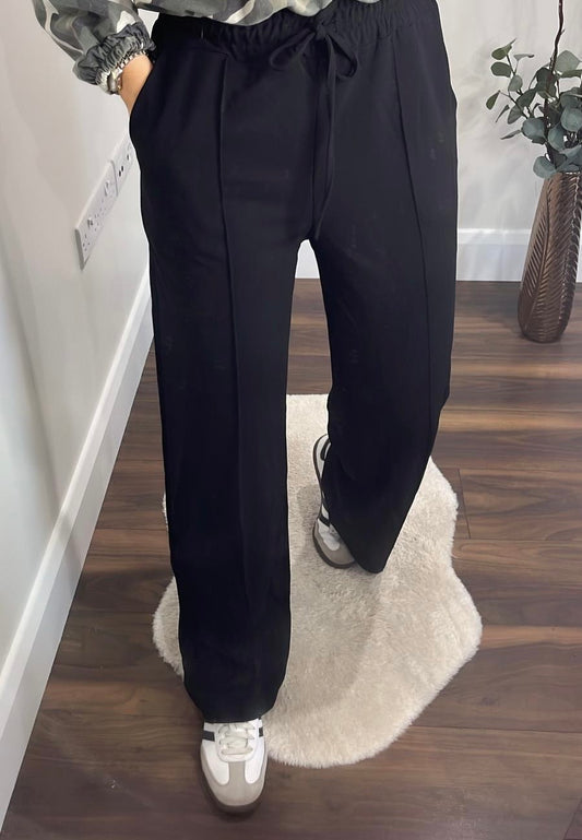 Black wide leg joggers