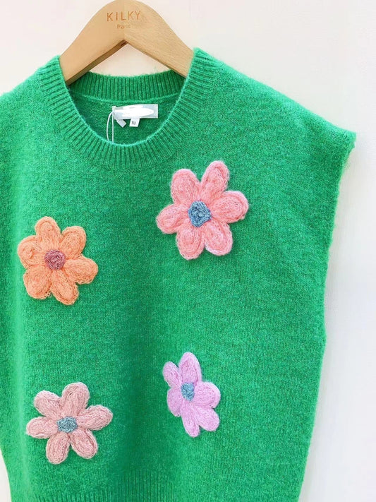 Poppy Knit Vest in Green